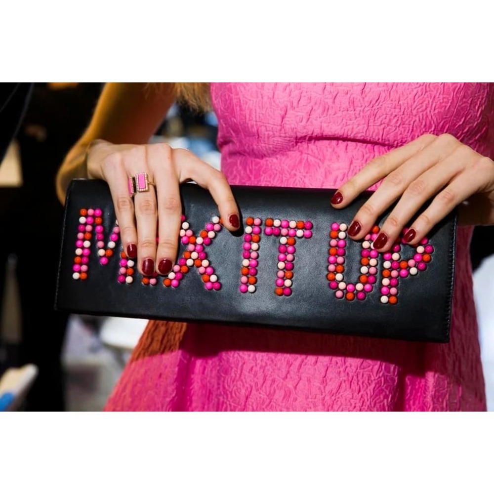 Kate Spade Do Wonders Mix It Up Leather Clutch Chain Shoulder Bag Black $279
